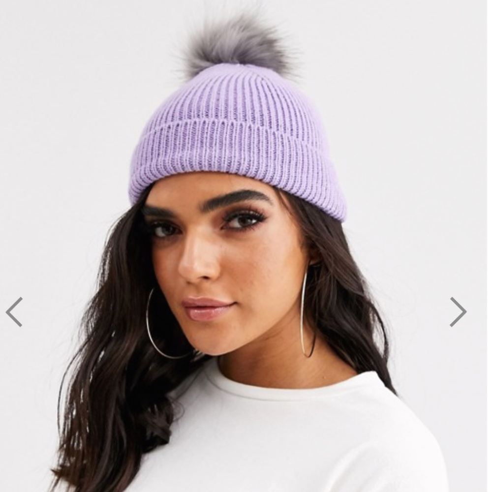 Missguided Bobble Hat Lilac Color